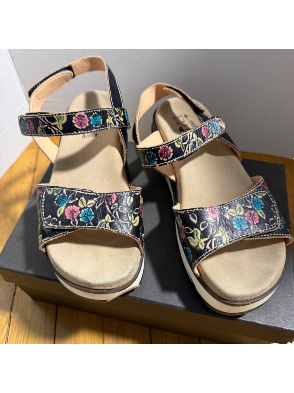 Spring Step L'Artiste Clara Womens Sandals EU38 Floral Leather Comfort Walking - Picture 8 of 16